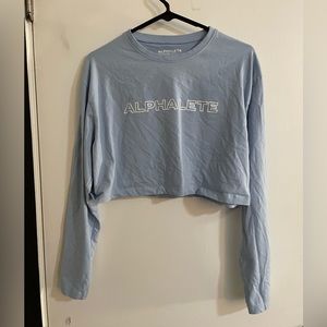 Pastel blue Cropped alphalete top